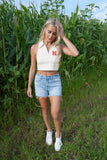 Vintage Collared “N” Top Cream