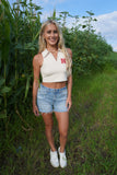 Vintage Collared “N” Top Cream