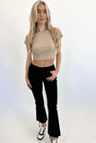 Nora High Rise Crop Flare Black Jeans
