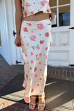 Rosie Floral Midi Skirt - Pink/Orange