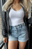 Ella High Rise Patch Pocket Denim Shorts