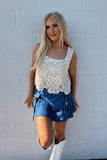 Collins Floral Crochet Top Beige