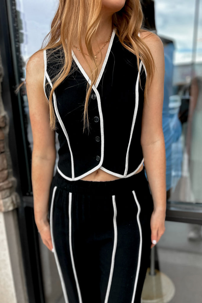 Elyssa Linen Vest Black