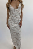 Lovely Lace Maxi Dress White/Beige