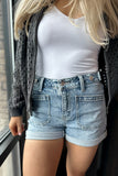 Ella High Rise Patch Pocket Denim Shorts