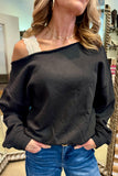 Off Shoulder Sweatshirt- Black