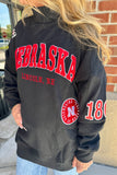 Nebraska Mock Neck Sweatshirt- Black