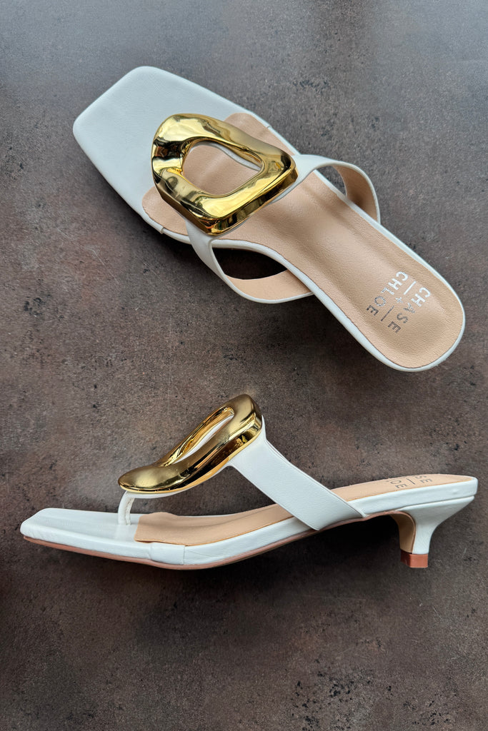 Raya Kitten Heel- White
