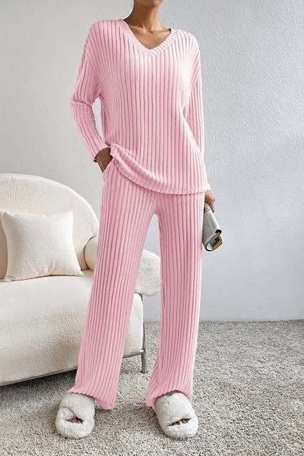 Ribbed Knit Two Piece set- PINK