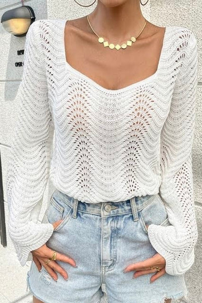 Scallop Sweater - White