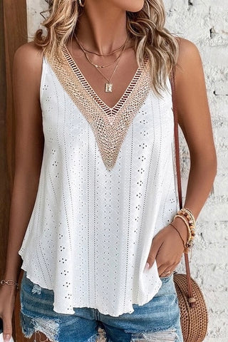 Lace Inset Tank- White