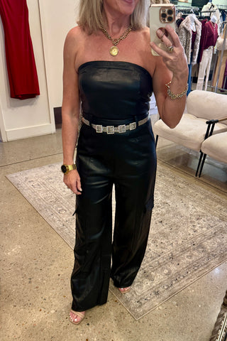 Manhattan Pleather Jumpsuit Black