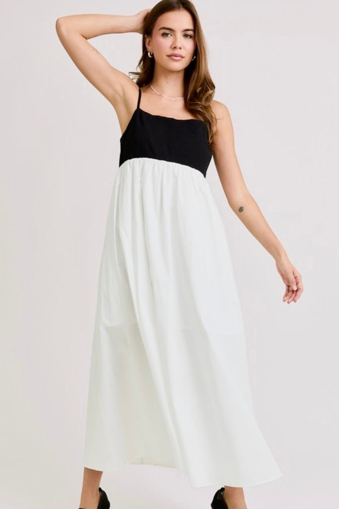 Italian Summer Maxi Dress Black/White