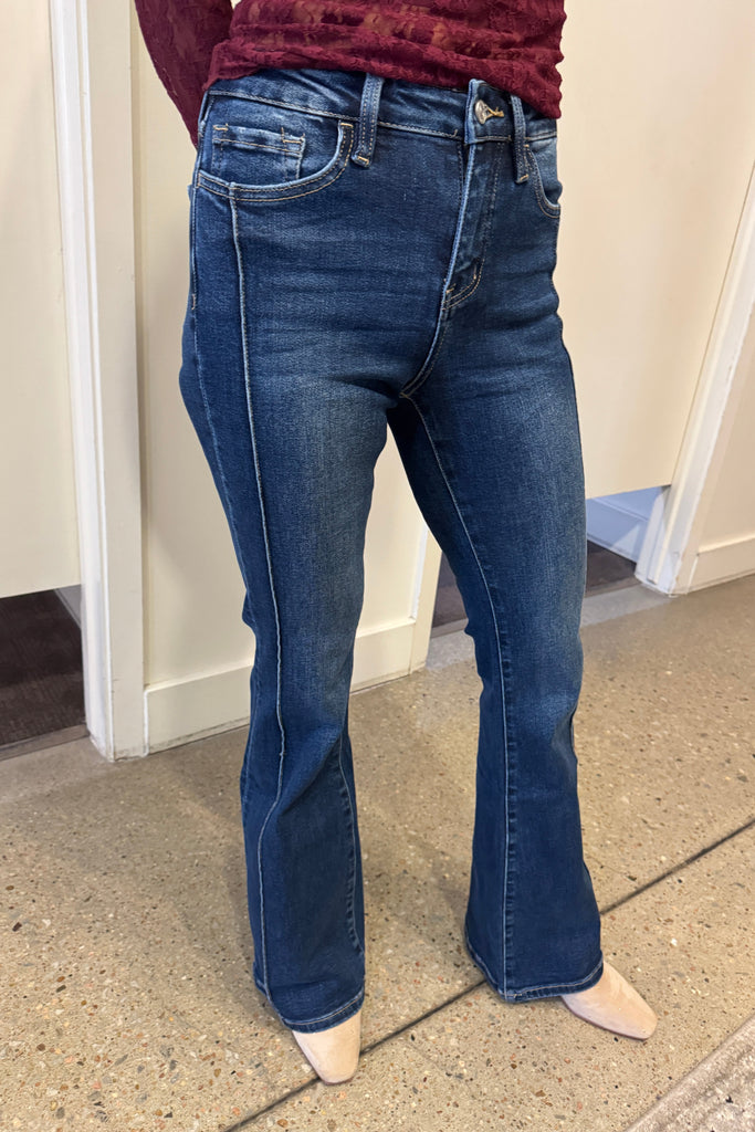 Vervet Pintuck Flare Jean- Dark