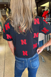 Big Embroidered N Tee- Black