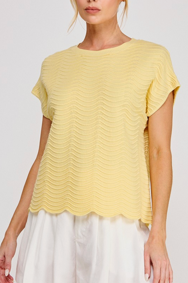 Allie Wave Knit- Butter Yellow