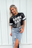 Black "Game Day" Sequin Jersey Top