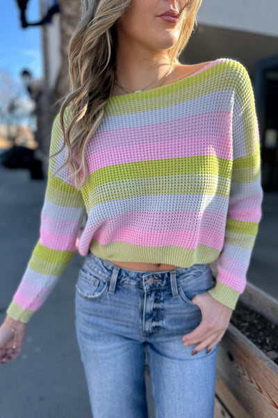 Chandler Stripe Sweater Pink/Green