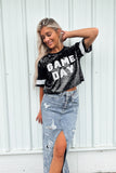 Black "Game Day" Sequin Jersey Top-FINAL SALE
