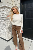 Espresso High Rise Barrel Jeans