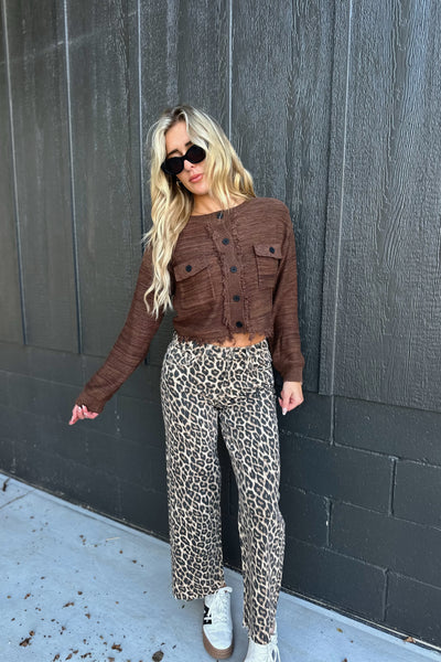 Animal Print Wide Leg Pants