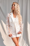 Yours Truly Lace Blazer/Skirt Set White-FINAL SALE