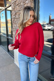 Mila Herringbone Sweater Red