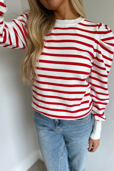 Casey Stripe Sweater Red
