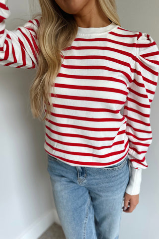 Casey Stripe Sweater Red