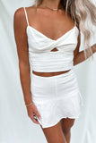 Palm Breeze Linen Skirt White- FINAL SALE