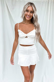 Palm Breeze Linen Skirt White