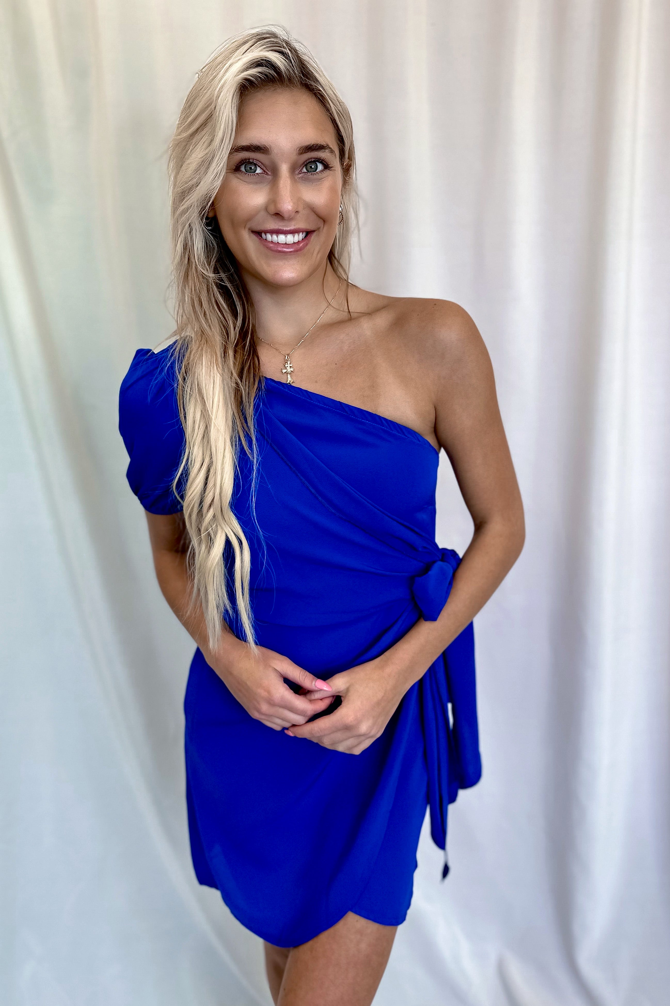 royal blue one shoulder cocktail dress One Shoulder Royal Blue Prom Dress with Split, Royal Blue / 2
