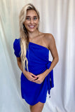 Royal Blue One Shoulder Mini Dress