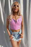 Party Pink Faux Leather Tank Top
