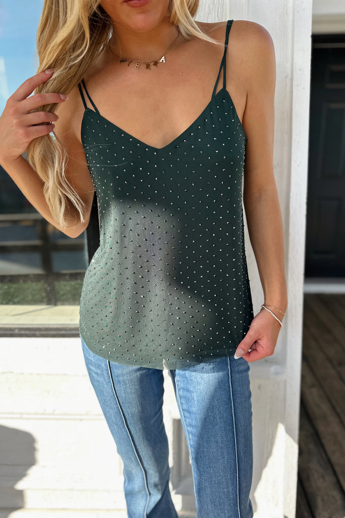 Hunter Green Embellished Tank