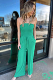 Phoebe Smocked Jumpsuit Green