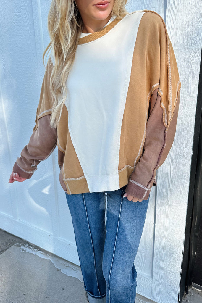 Bella Longsleeve Top Tan/Brown