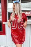 00 Jersey Sequin Dress Red