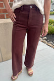 Risen Tummy Control HR Crop Jean- Choco Brown