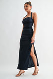 Dallas Dark Denim Halter Dress