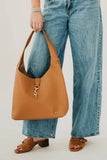 Haddie Hobo Vegan Leather Tote: Brown