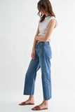 Claire Mica Mid Rise Straight Jeans- Blue Chill