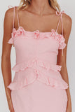 Emily Ruffled Maxi Dress- Pink