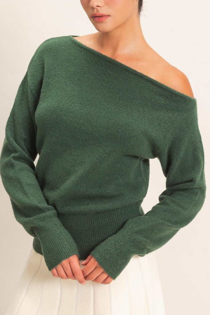 Off the shoulder top- Dark Green
