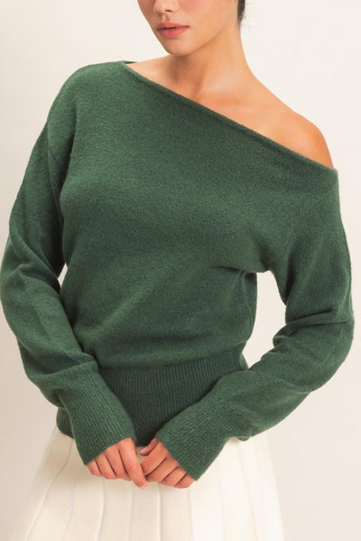 Off the shoulder top- Dark Green