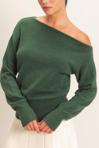 Off the shoulder top- Dark Green