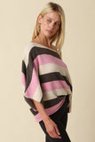Katie Stripe Dolman Sweater- Pink