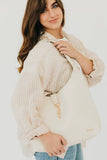 Haddie Hobo Vegan Leather Tote: Cream