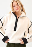 Half Zip Fleece Jacket- Ivory