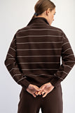Scuba Zipper V neck- Brown